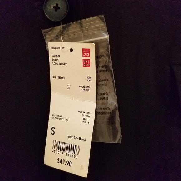 Uniqlo black lightweight blazer w pockets - Picture 3 of 4